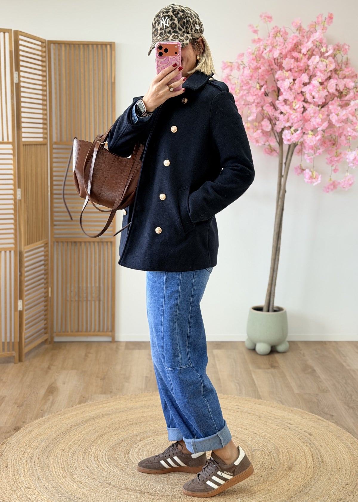 Manteau esprit caban à boutons dorés