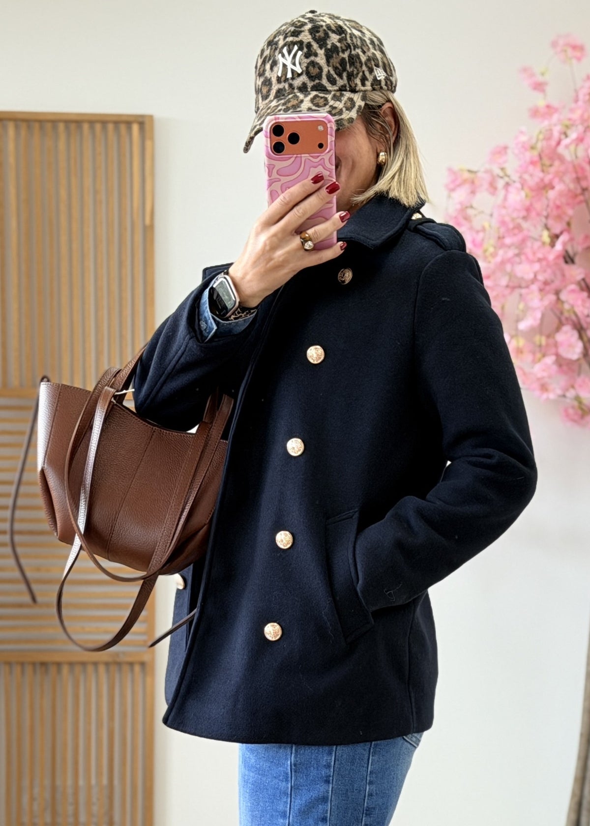 Manteau esprit caban à boutons dorés