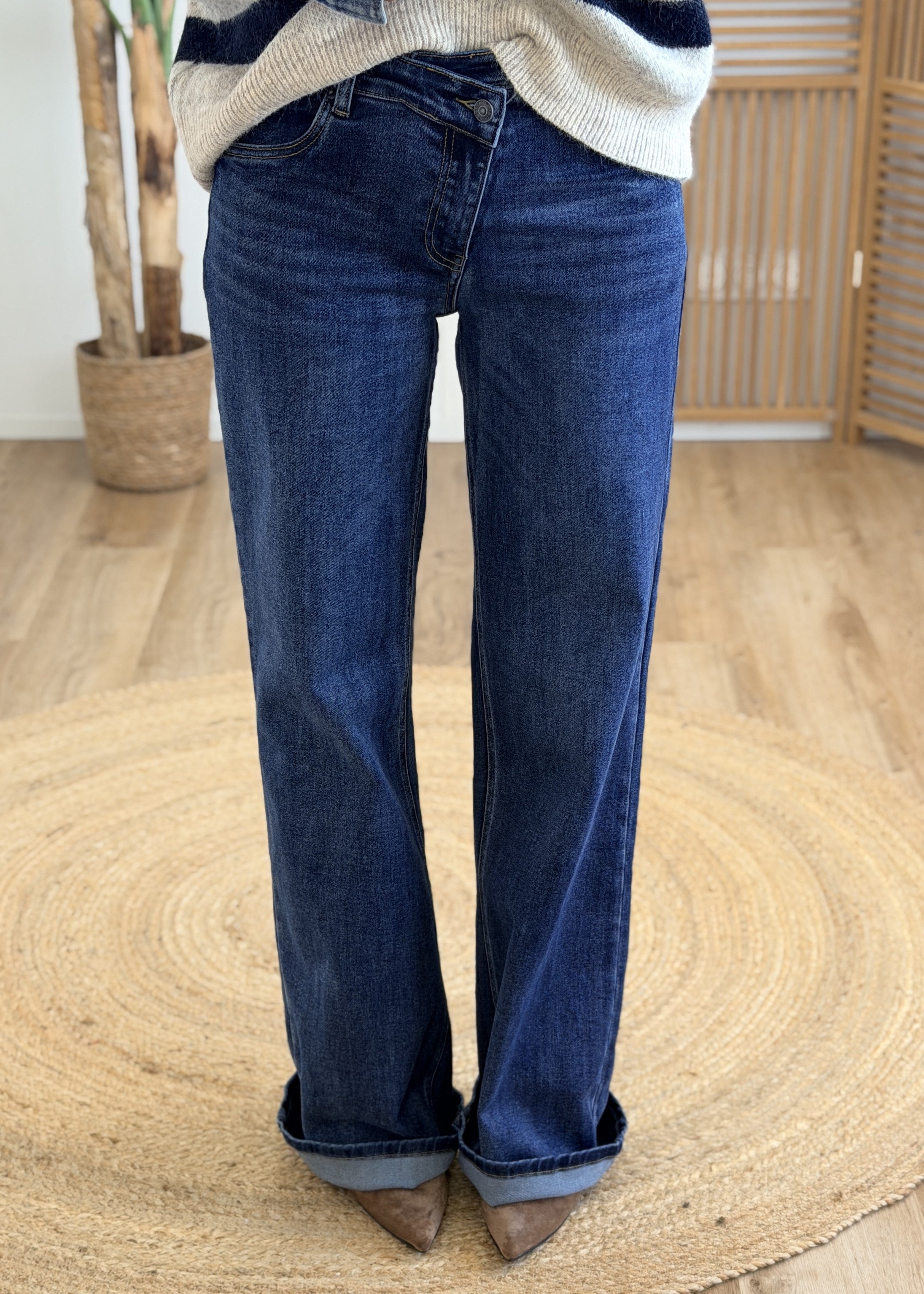 Jean Taille Haute Braguette Asymétrique