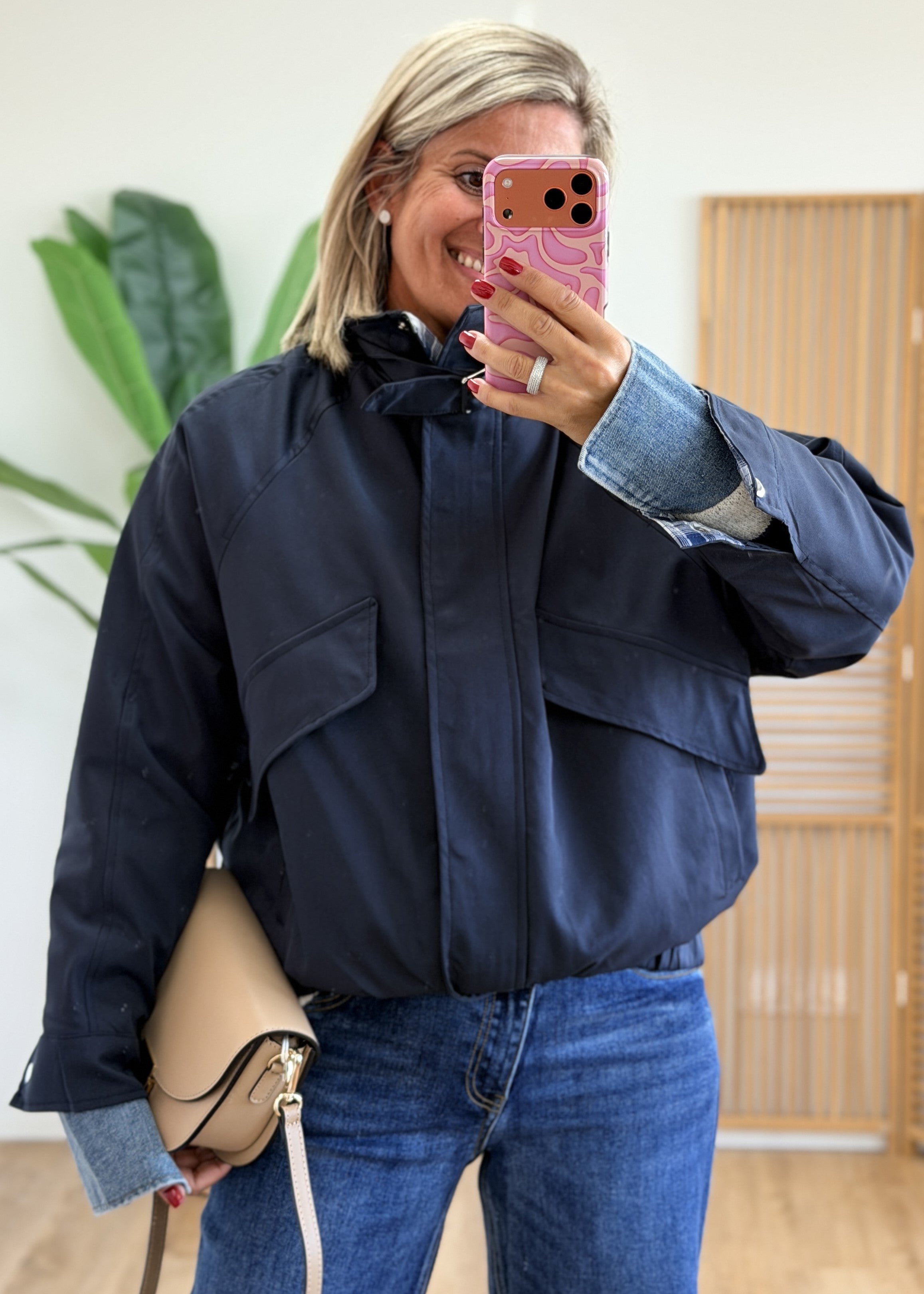 Veste Marine Col Montant