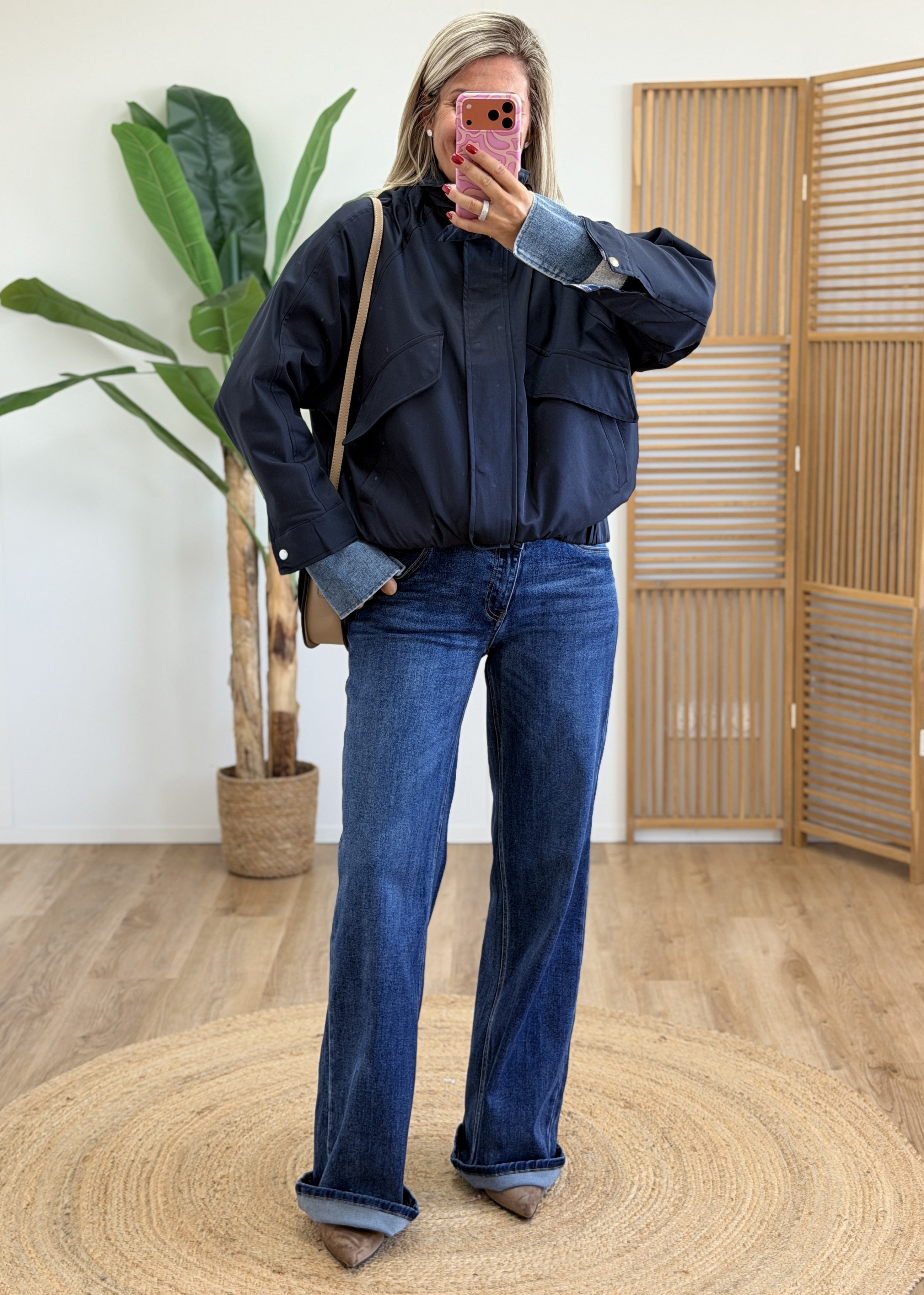Veste Marine Col Montant