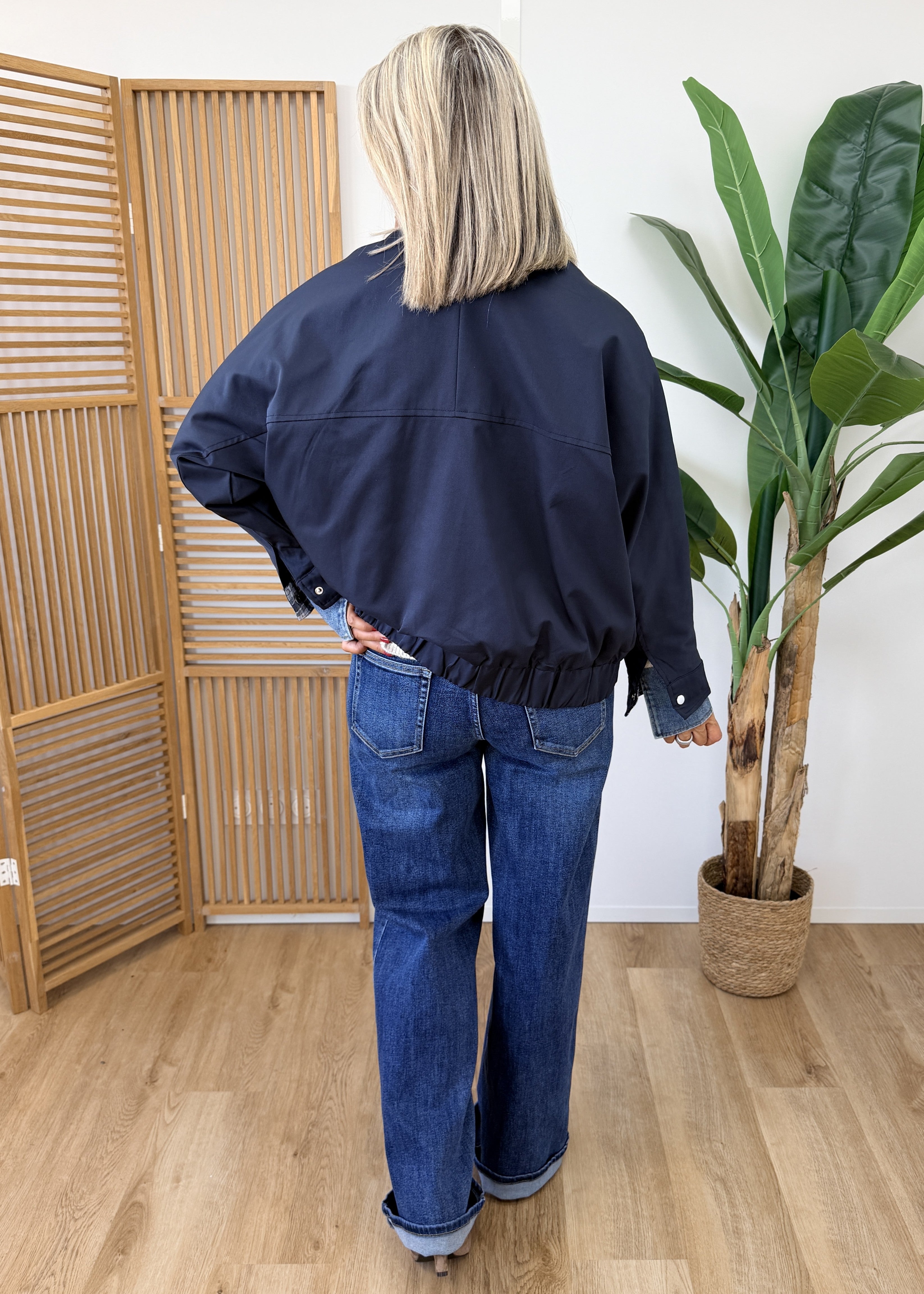 Veste Marine Col Montant
