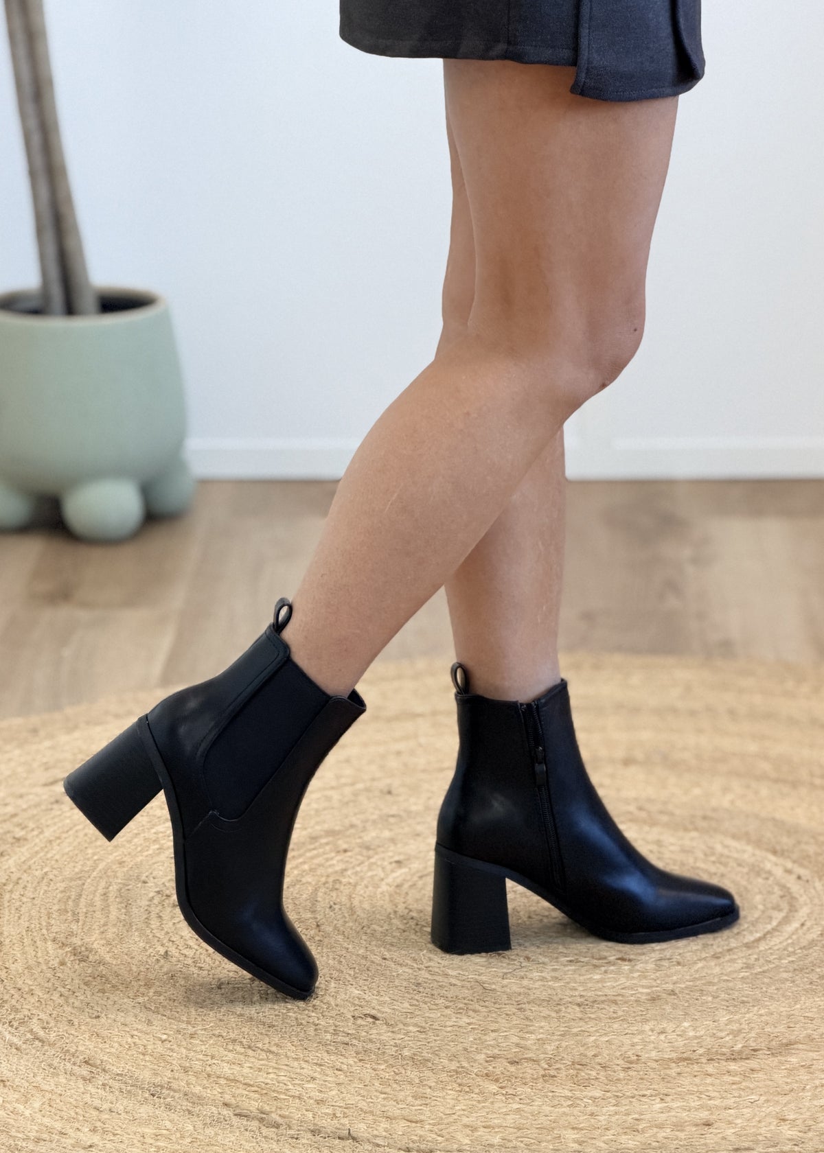 Bottines noires à plateforme 8,5 cm – Zip intérieur