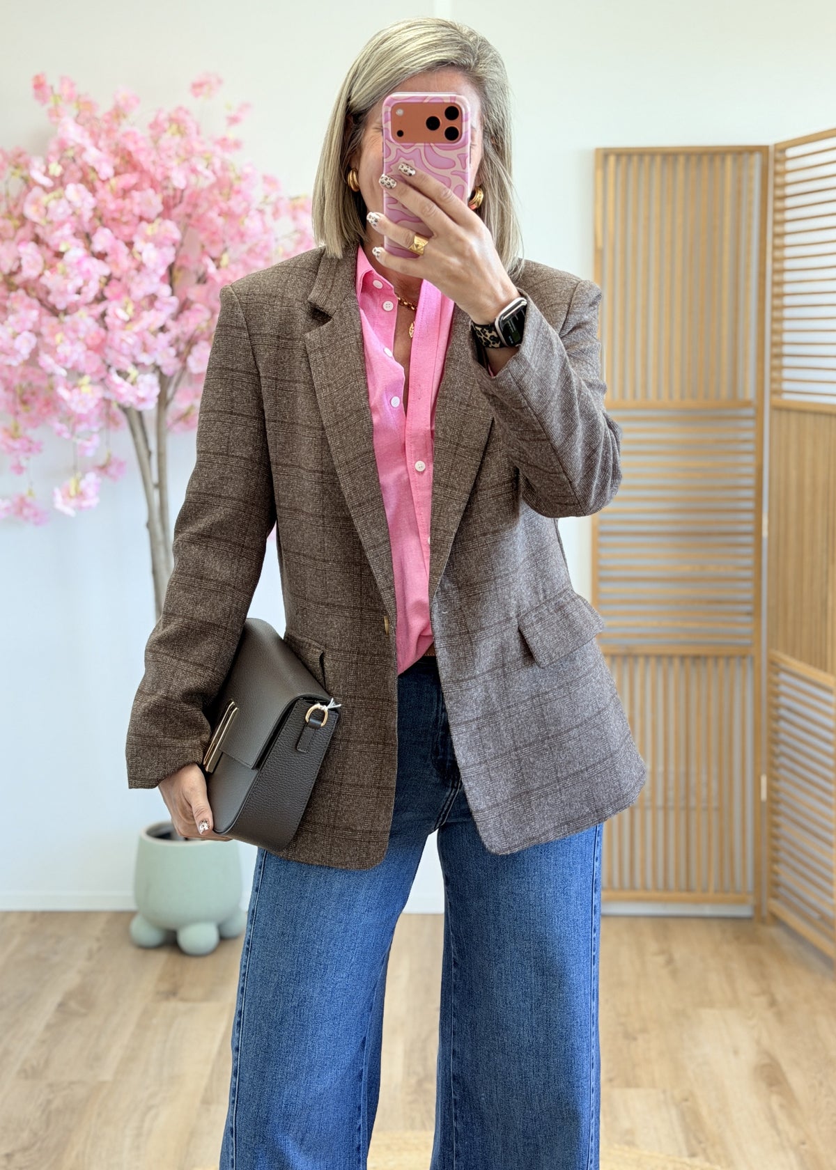 Blazer chocolat à épaulettes