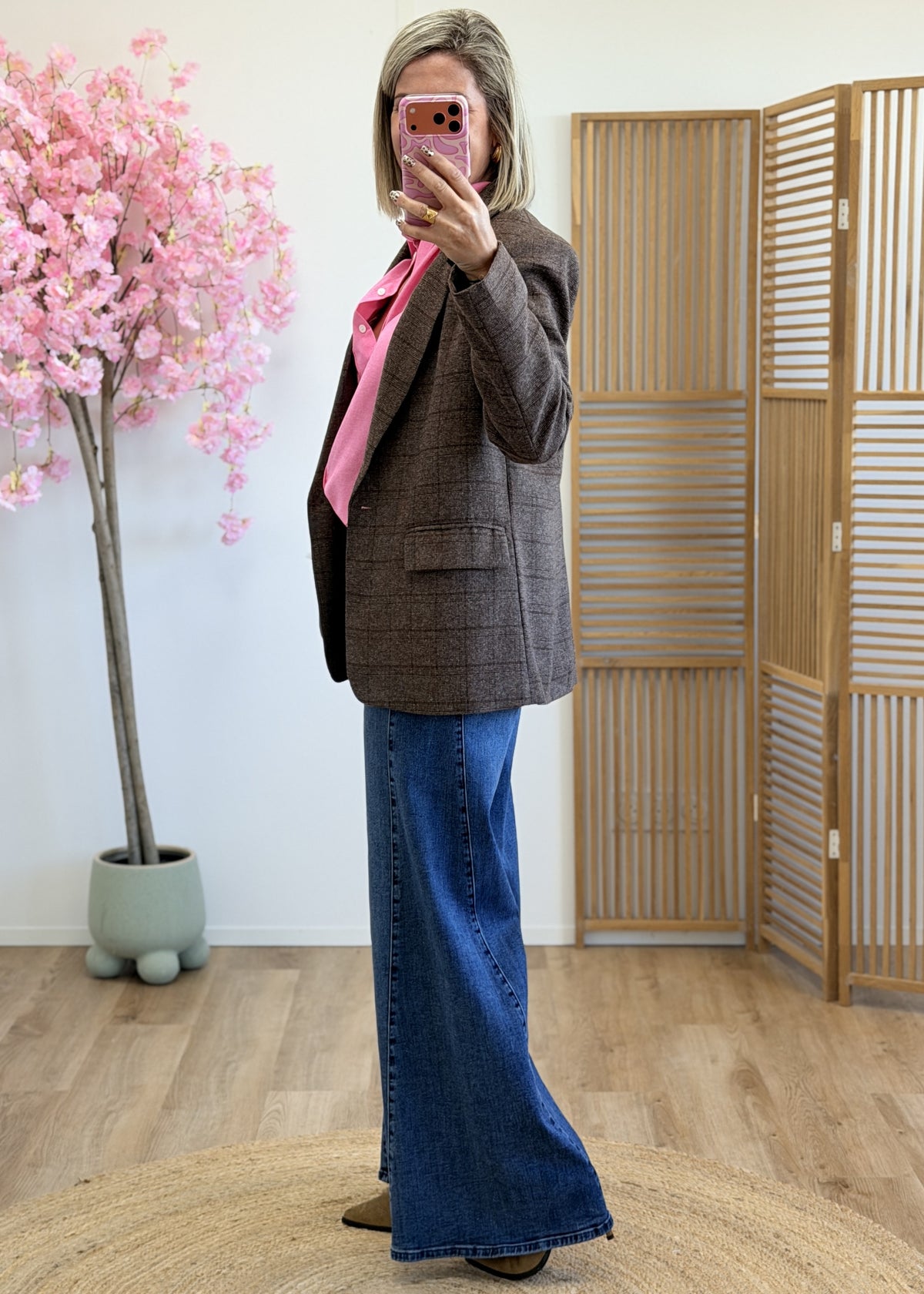 Blazer chocolat à épaulettes