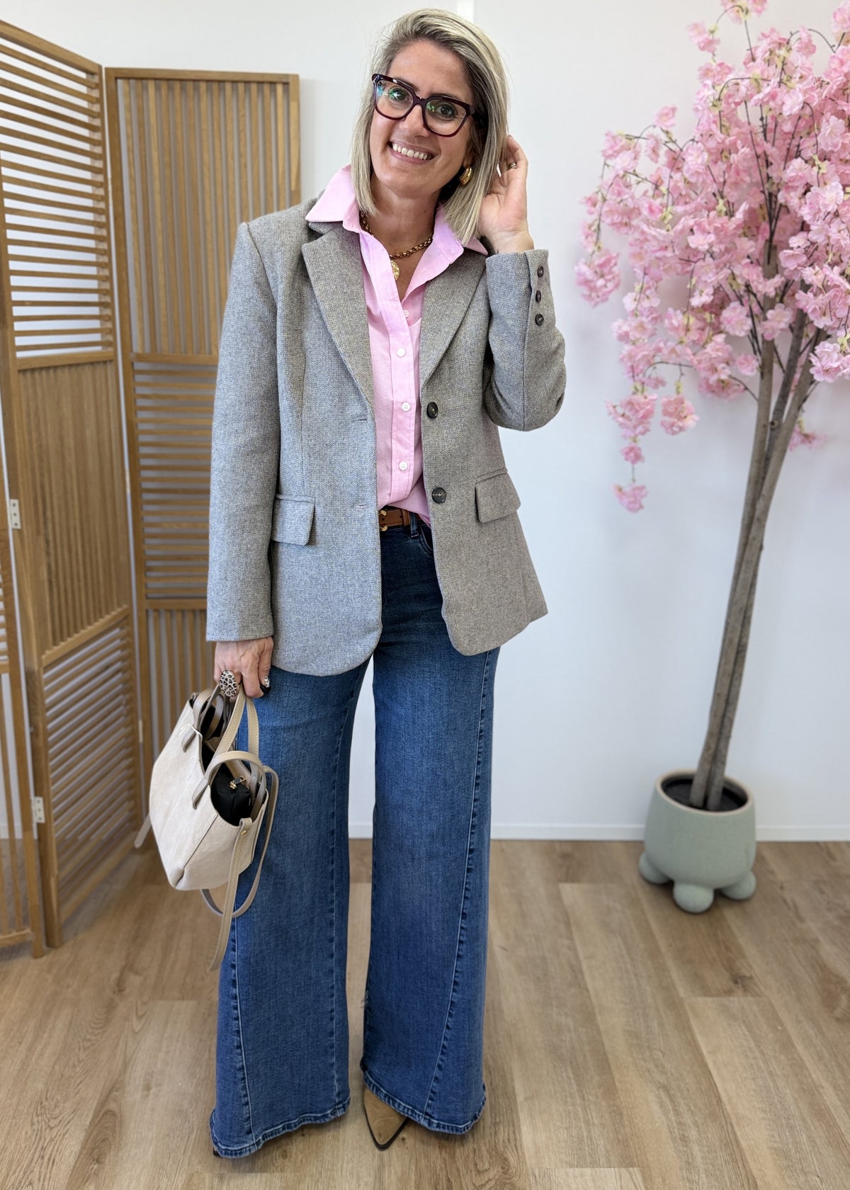 Jean wide leg bleu évasé