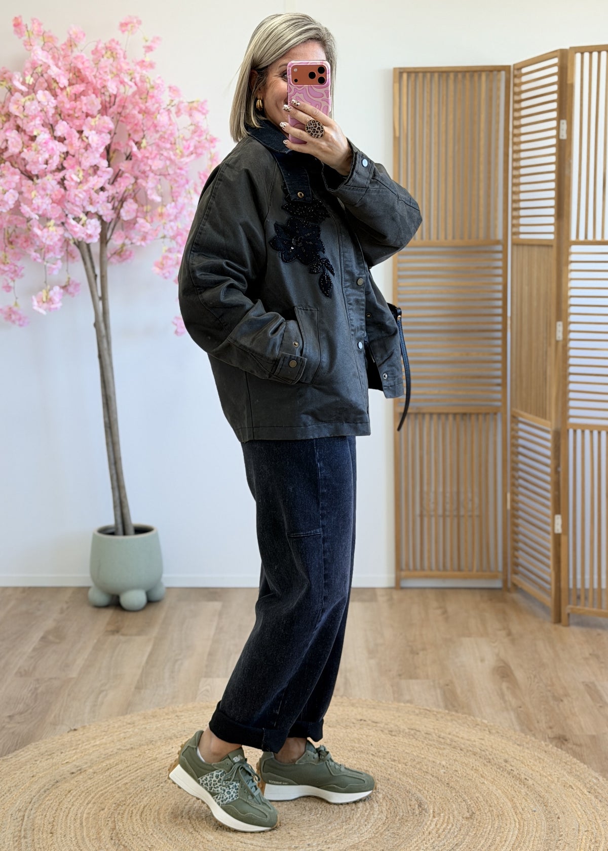 Veste cavalière kaki à sequins