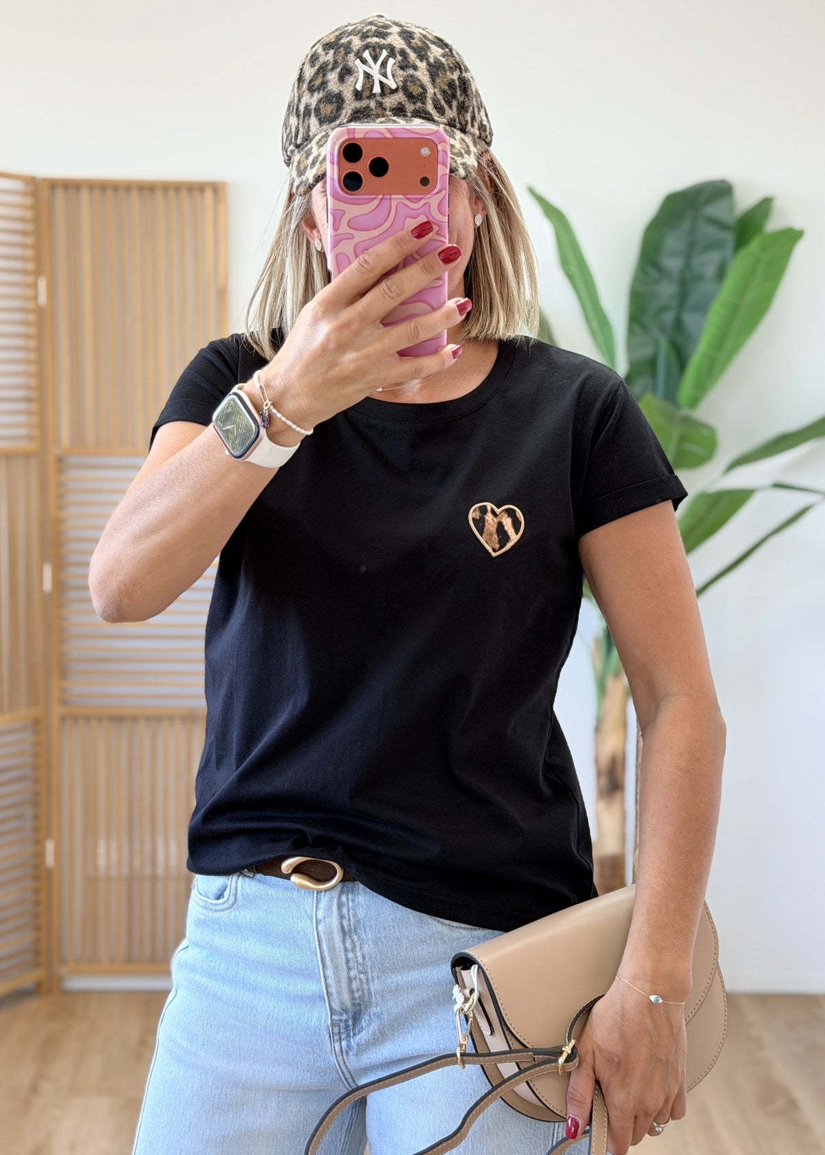 Tee-shirt cœur léopard