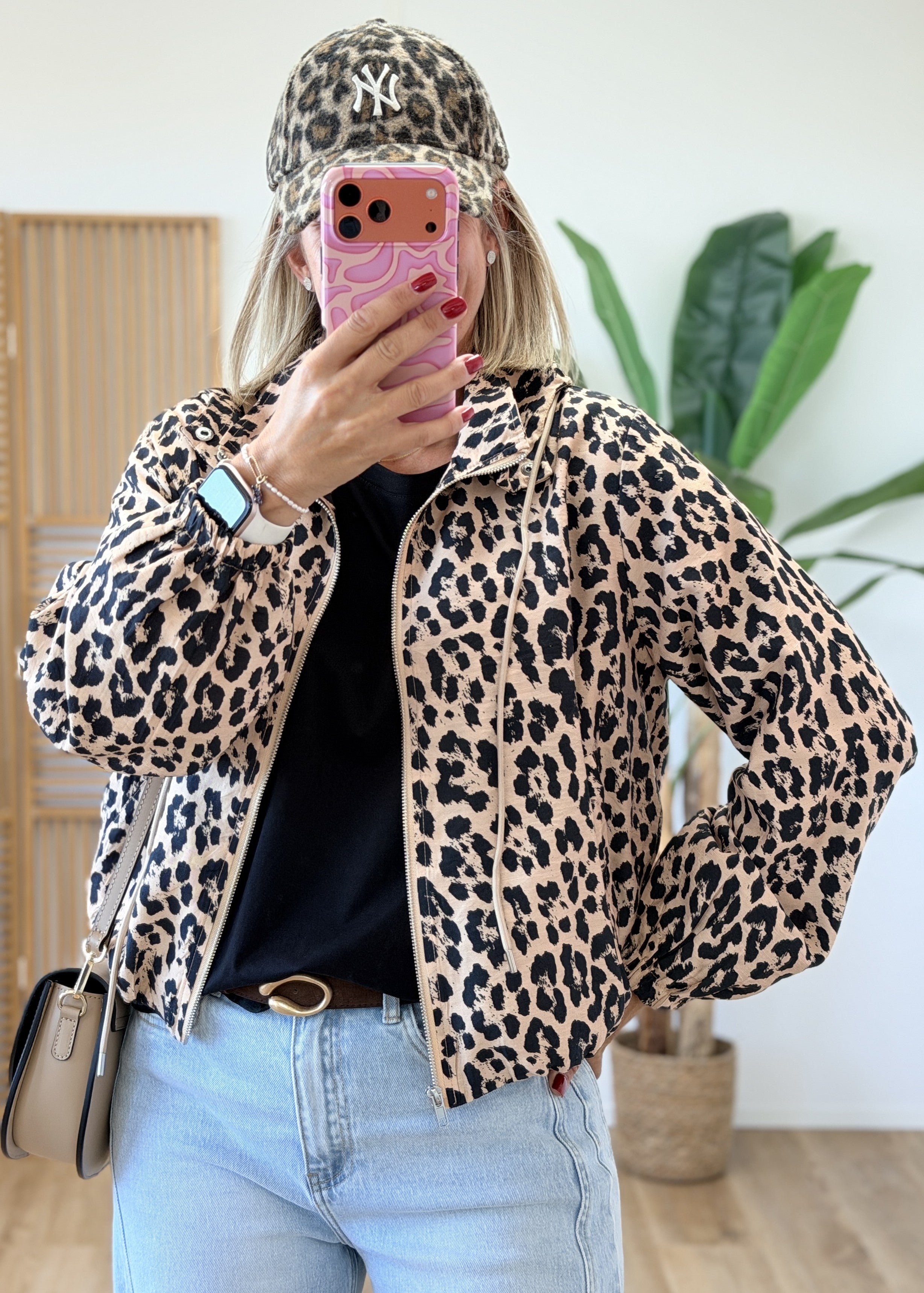 Veste à capuche léopard