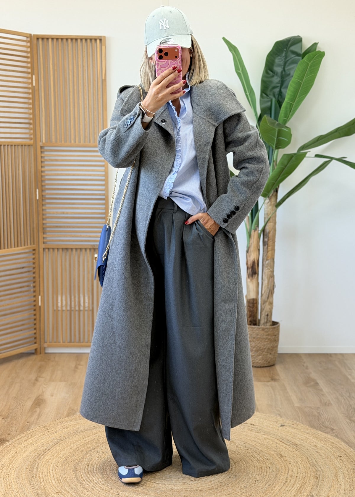 Manteau ceinture en laine