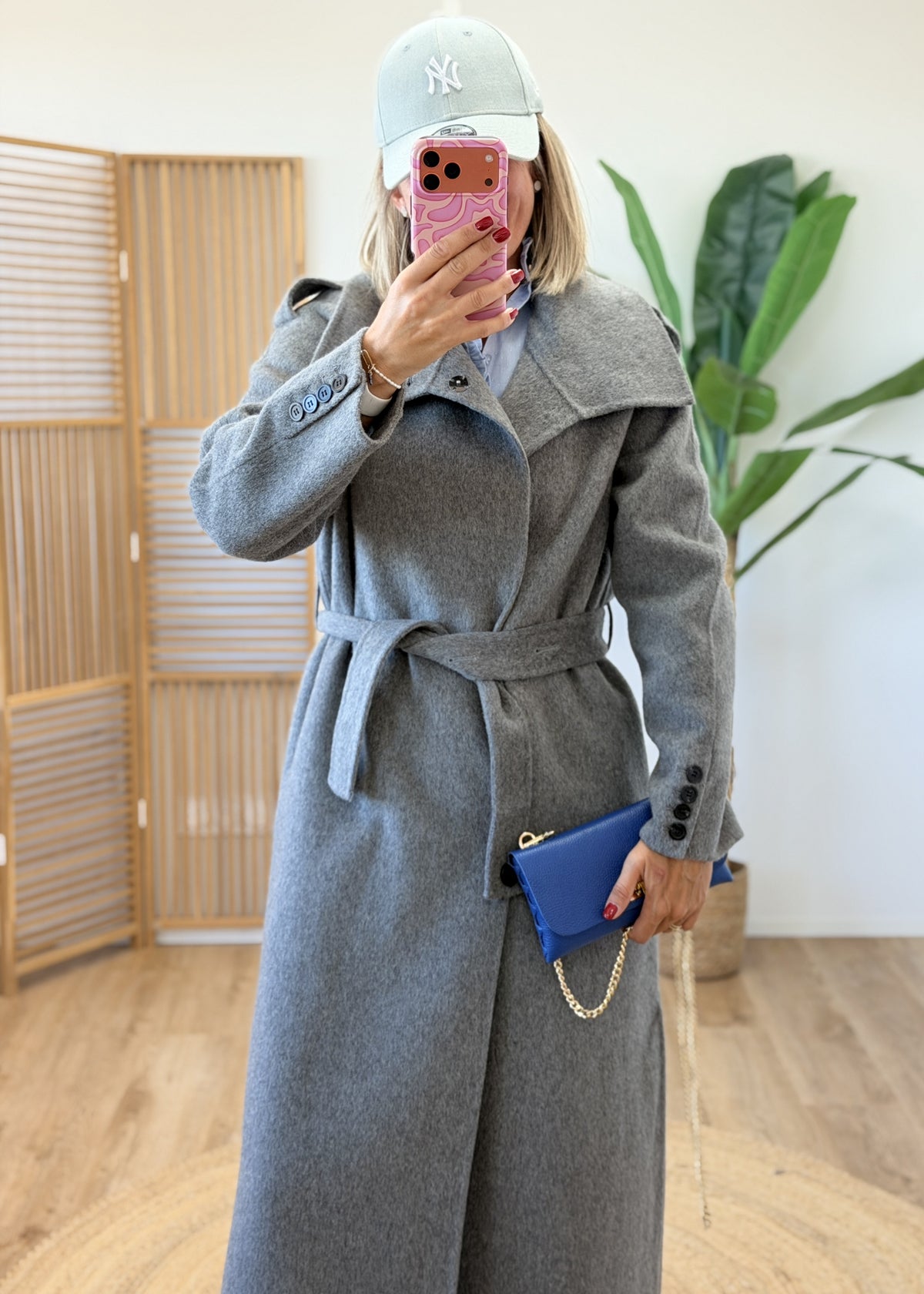 Manteau ceinture en laine