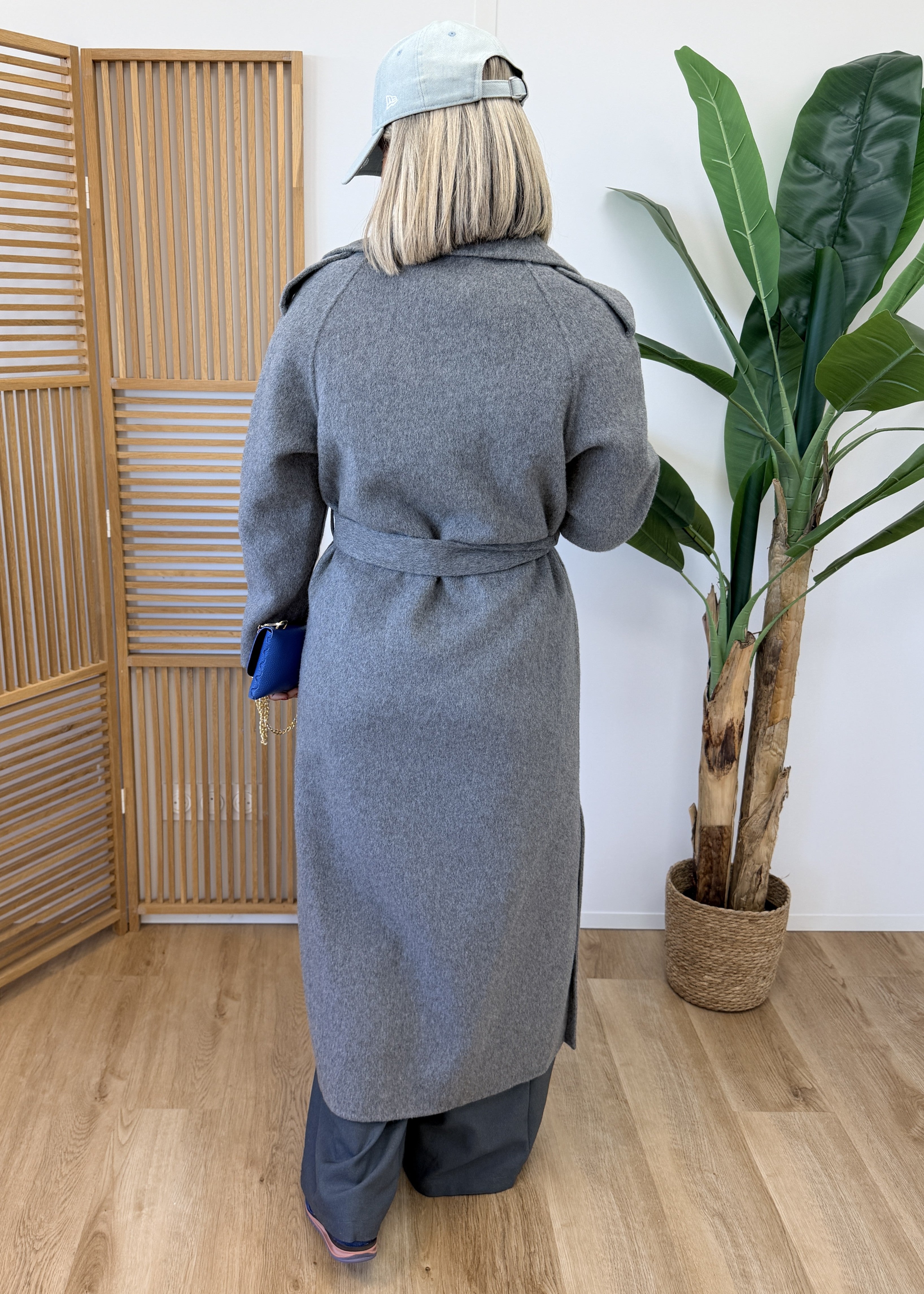 Manteau ceinture en laine