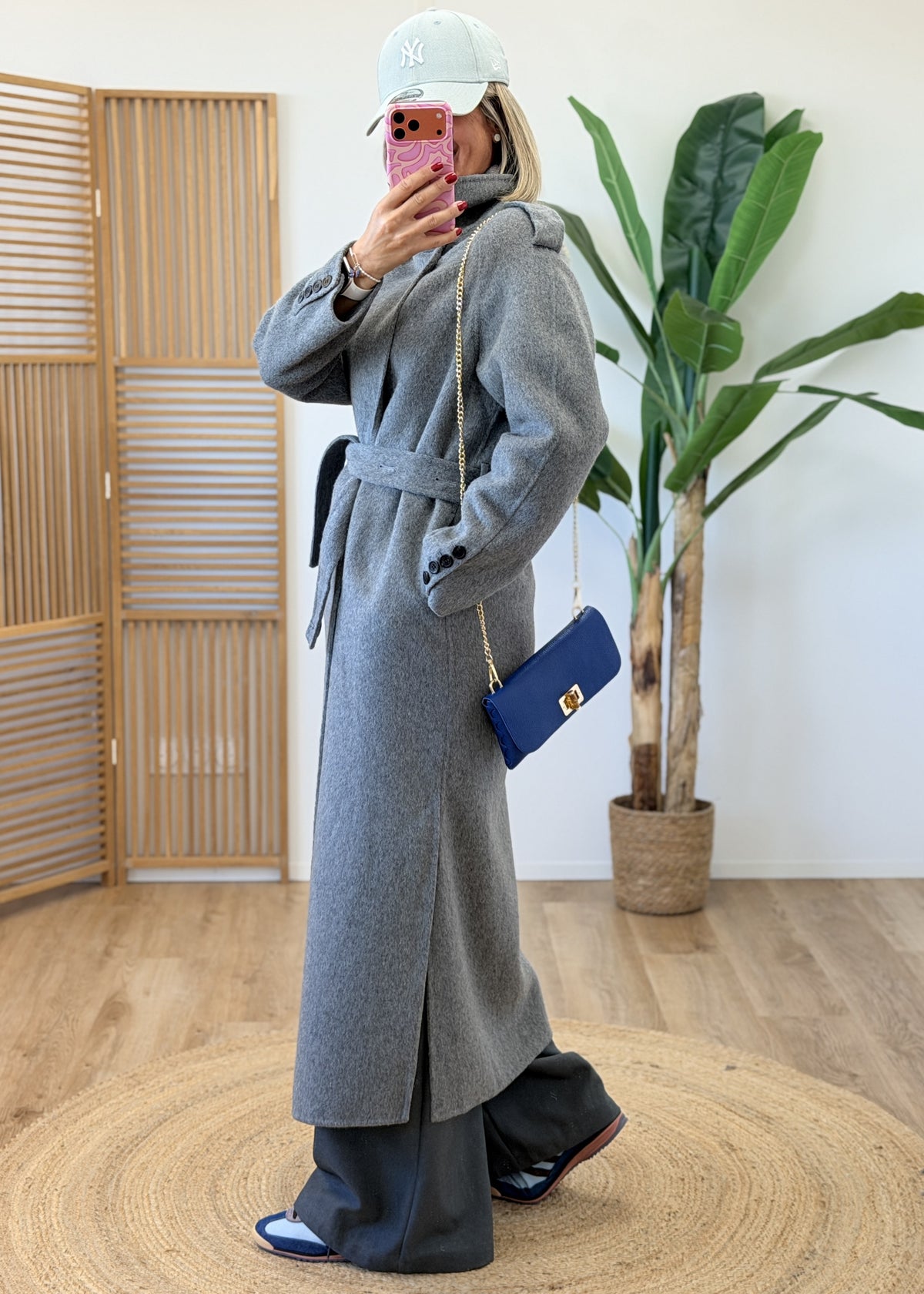 Manteau ceinture en laine
