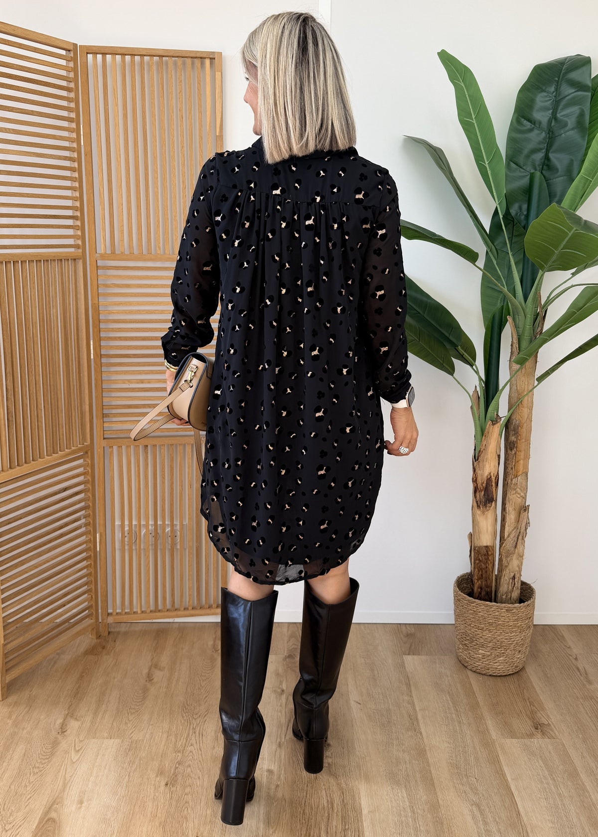 Robe chemise doublée pailletée