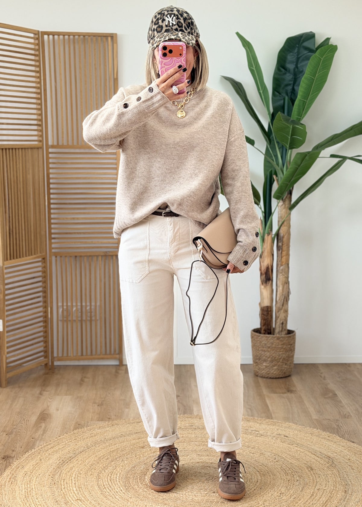 Pantalon barrel côtelé Made in Italy – Taille unique 34-40