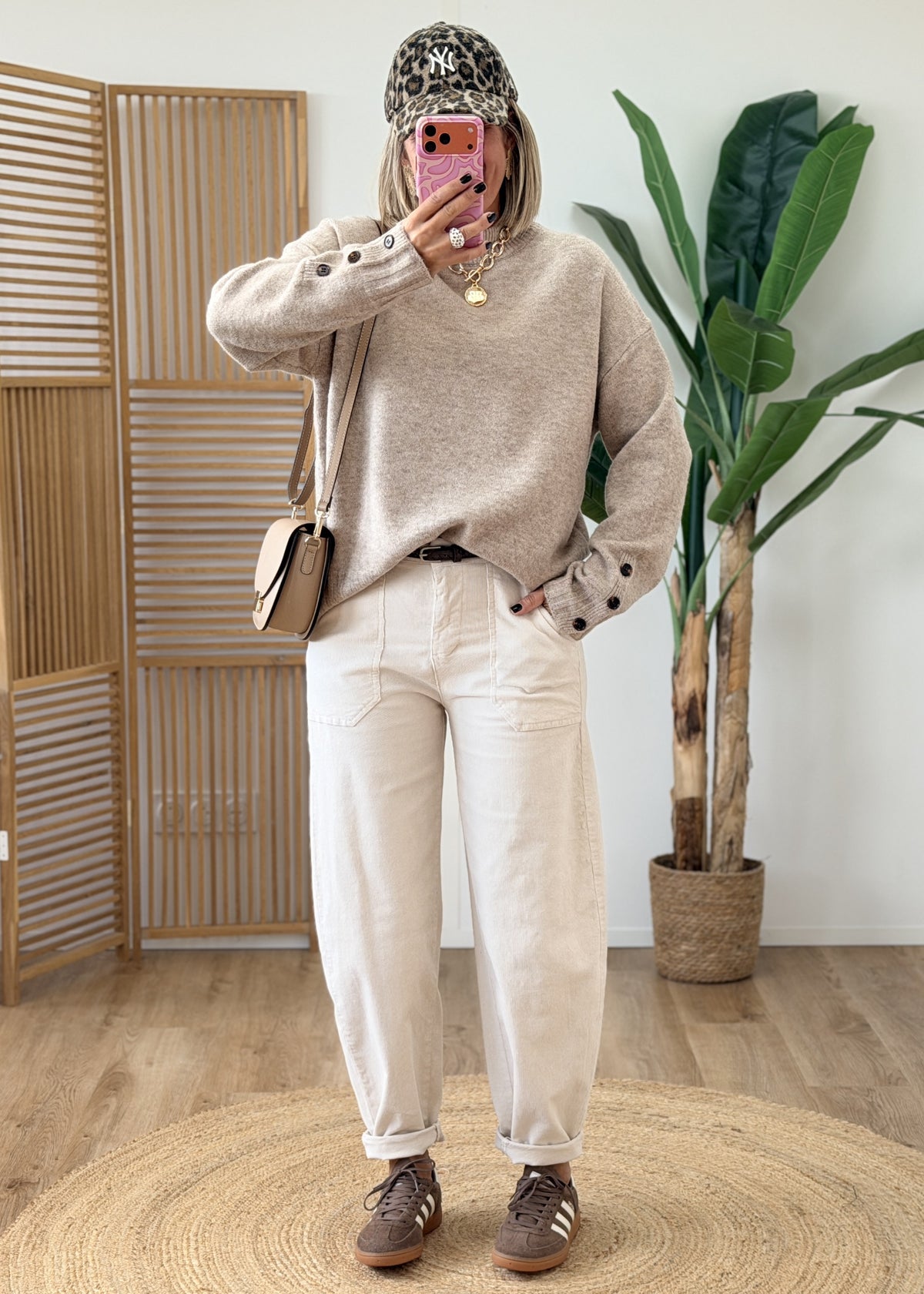Pantalon barrel côtelé Made in Italy – Taille unique 34-40