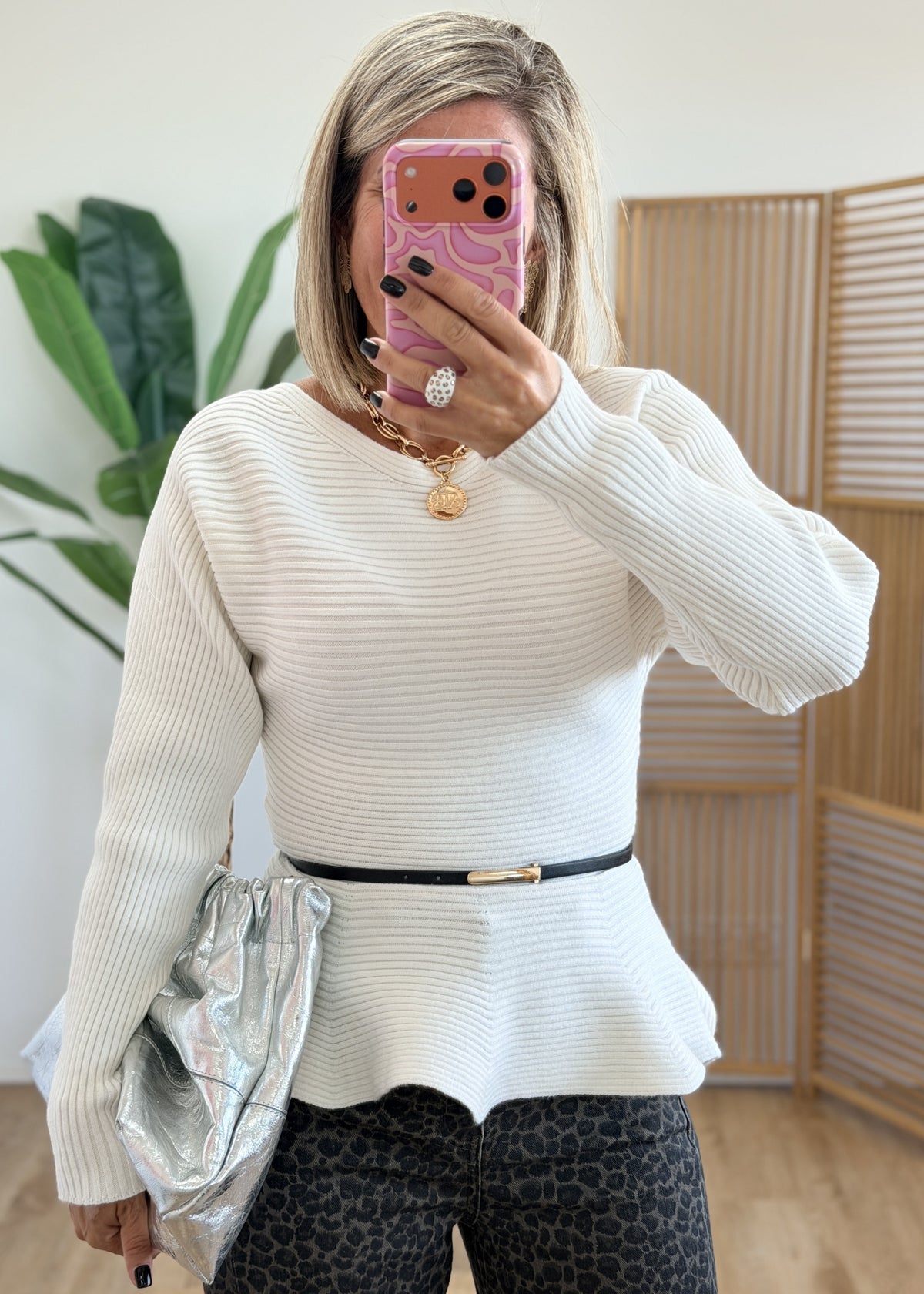 Pull Côtelé avec Ceinture Amovible - Taille Unique