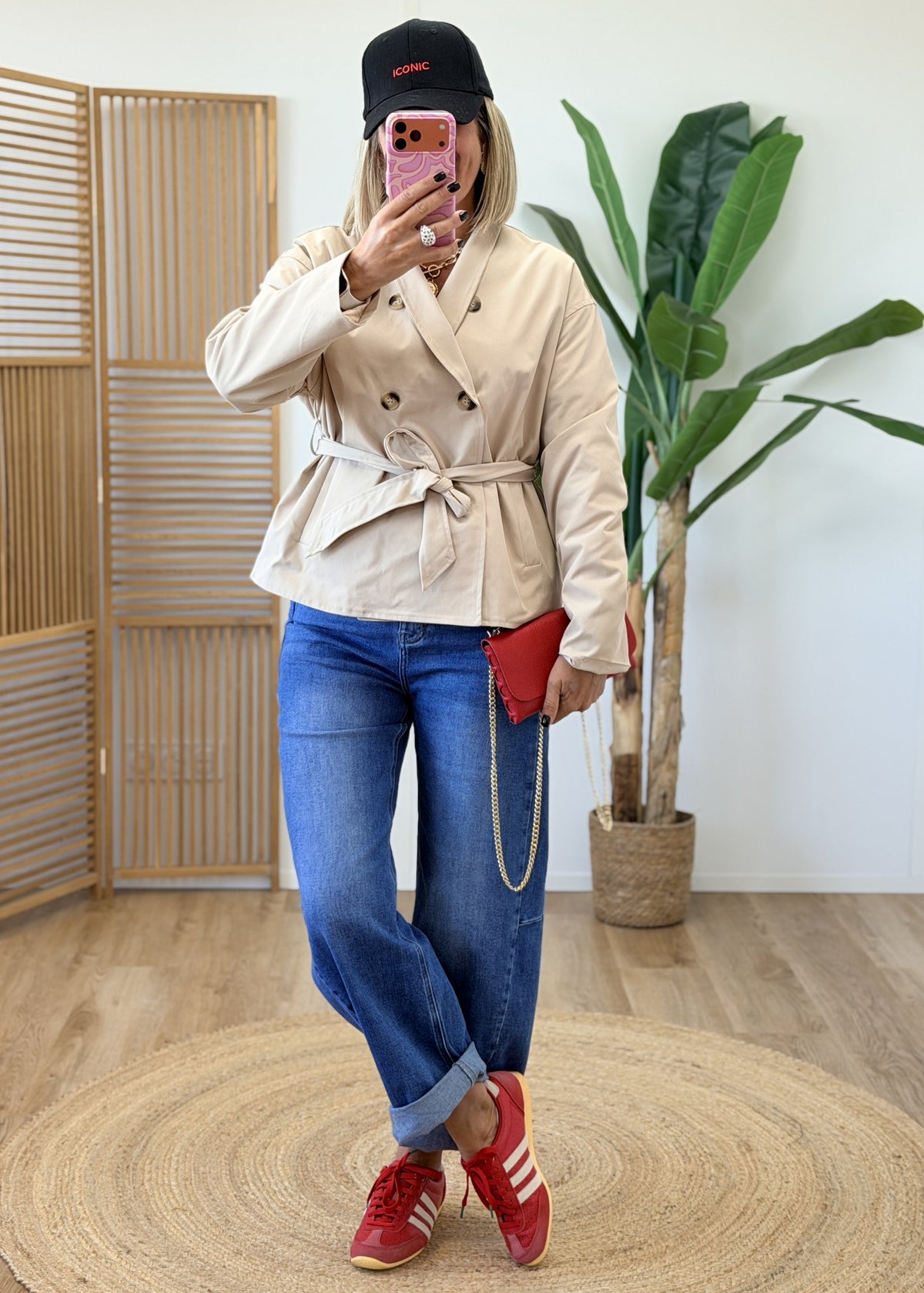 Veste imperméable double boutonnage avec ceinture