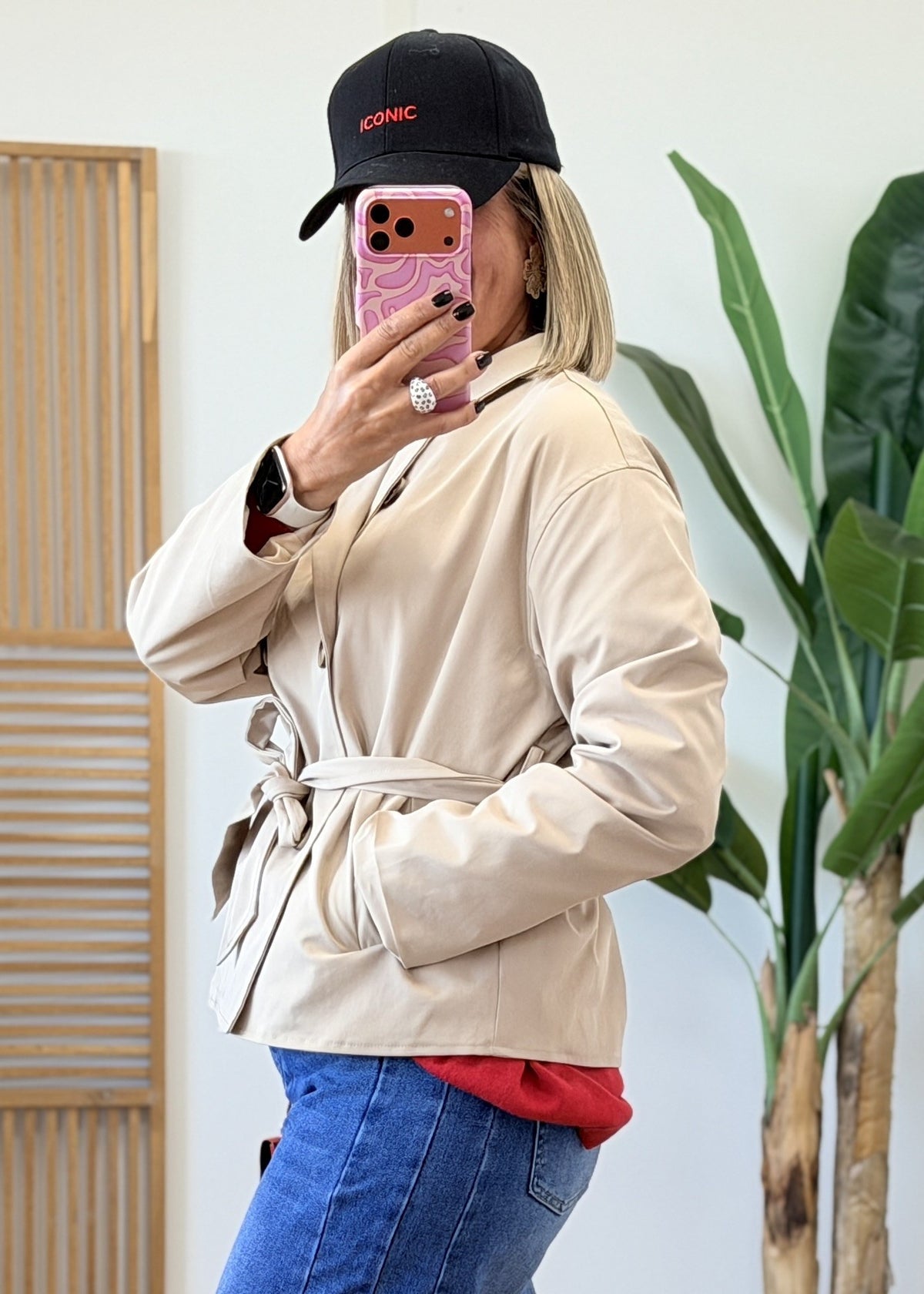 Veste imperméable double boutonnage avec ceinture
