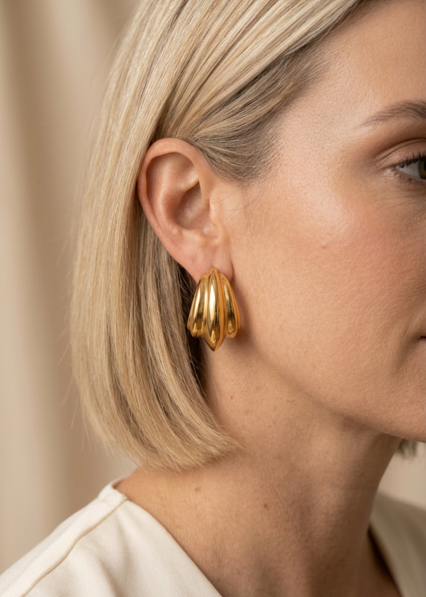Boucles d’oreilles créoles dorées en acier inoxydable