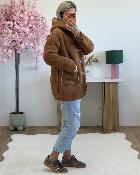 Manteau reversible blanc camel