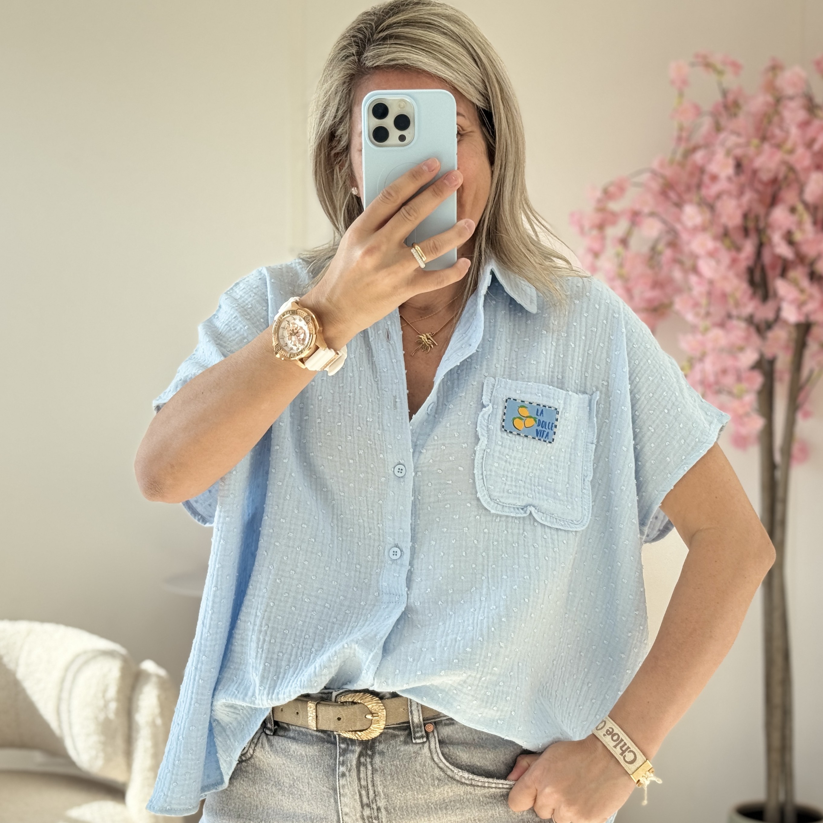 Chemise dolce vita ciel