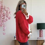 Gilet grosse maille rouge