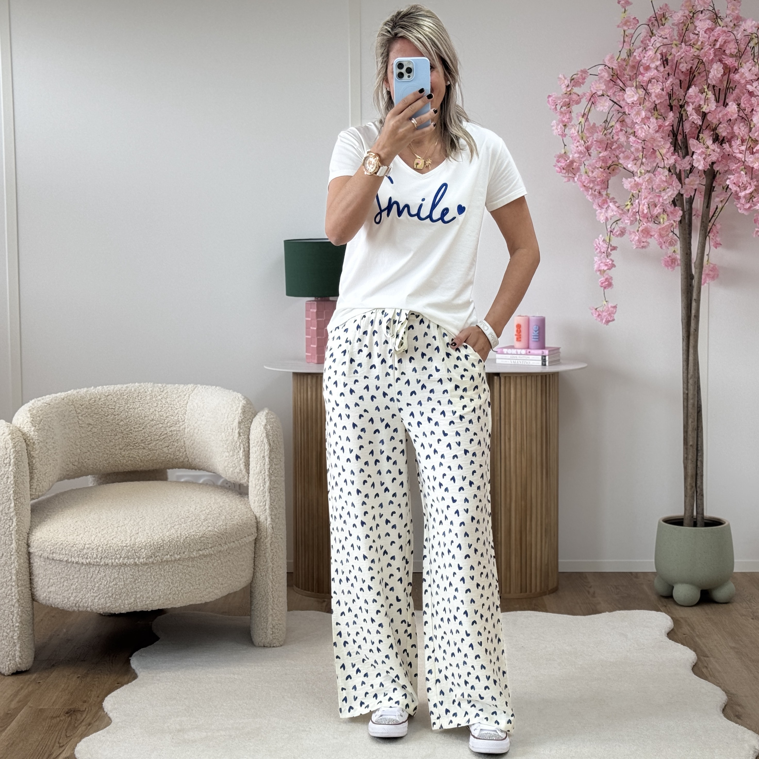 Pantalon heart bleu