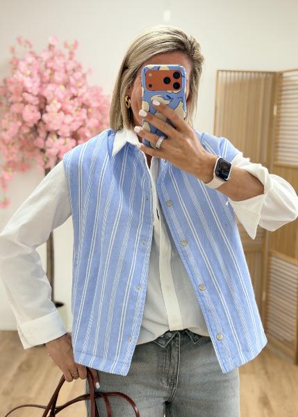 Veste sans manches en coton rayée (taille grand)