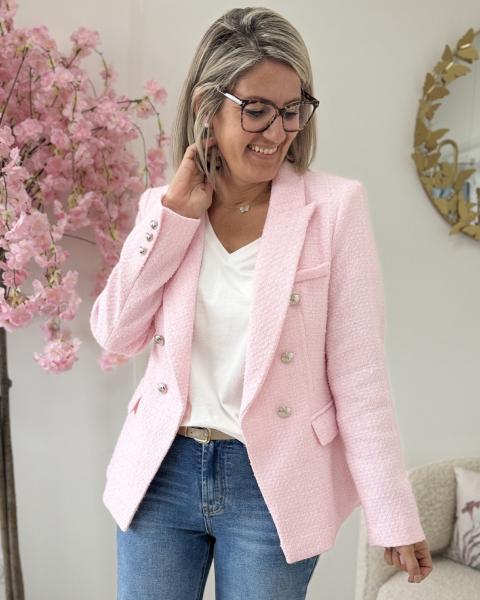 Blazer en tweed rose
