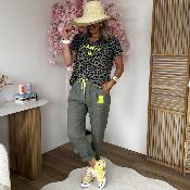 Pantalon Amour jaune fluo