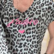 Tee shirt leolove rose fluo
