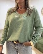 Pull 3 Coeurs vert