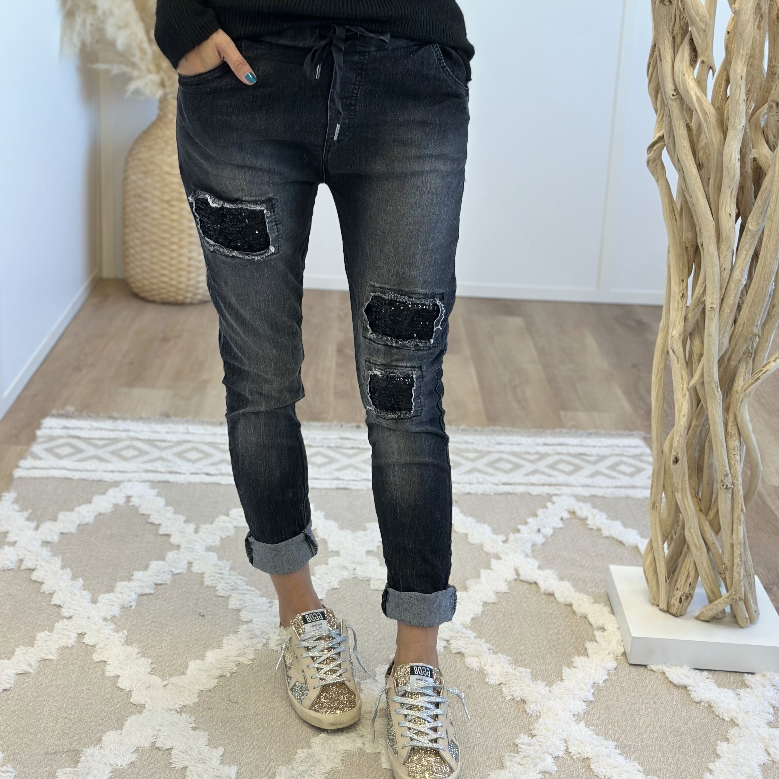 Jogg sequins gris