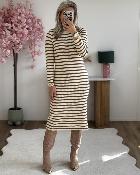 Robe marinière rayures camel
