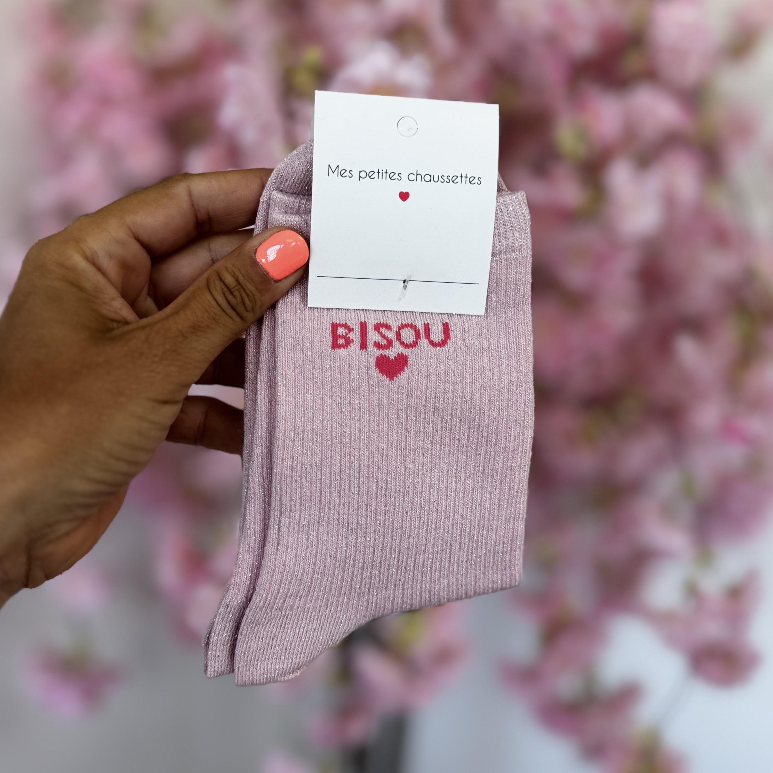 Chaussettes Bisou rose