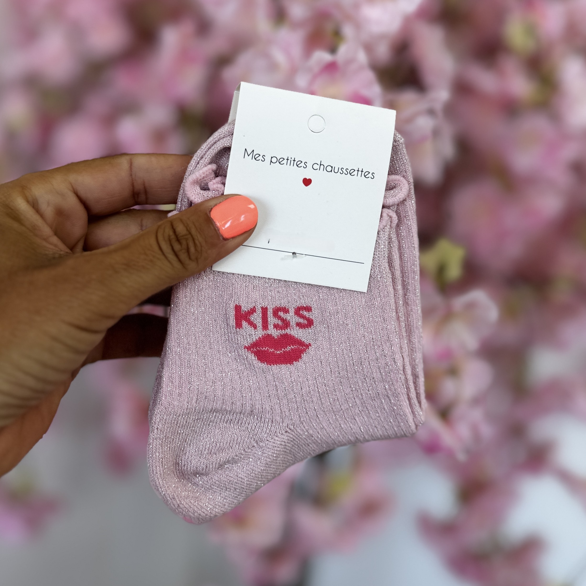Chaussettes Kiss rose