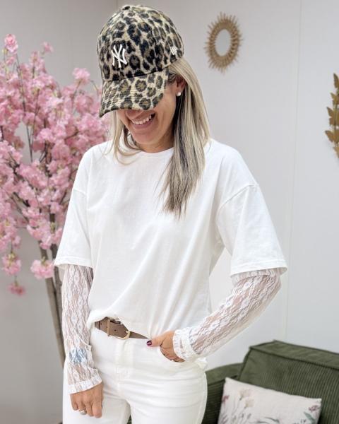 Tee shirt dentelle blanc