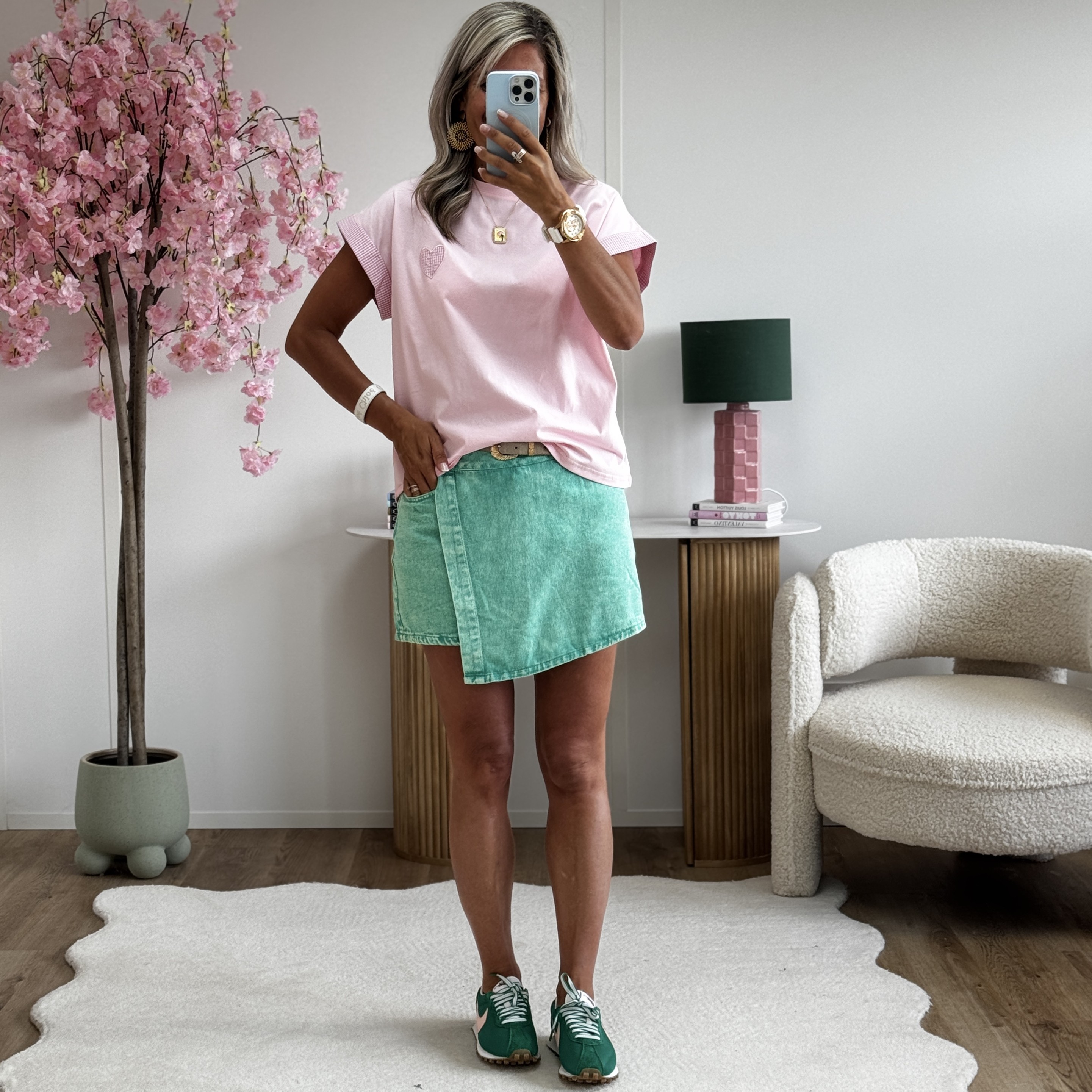 Jupe short coton vert