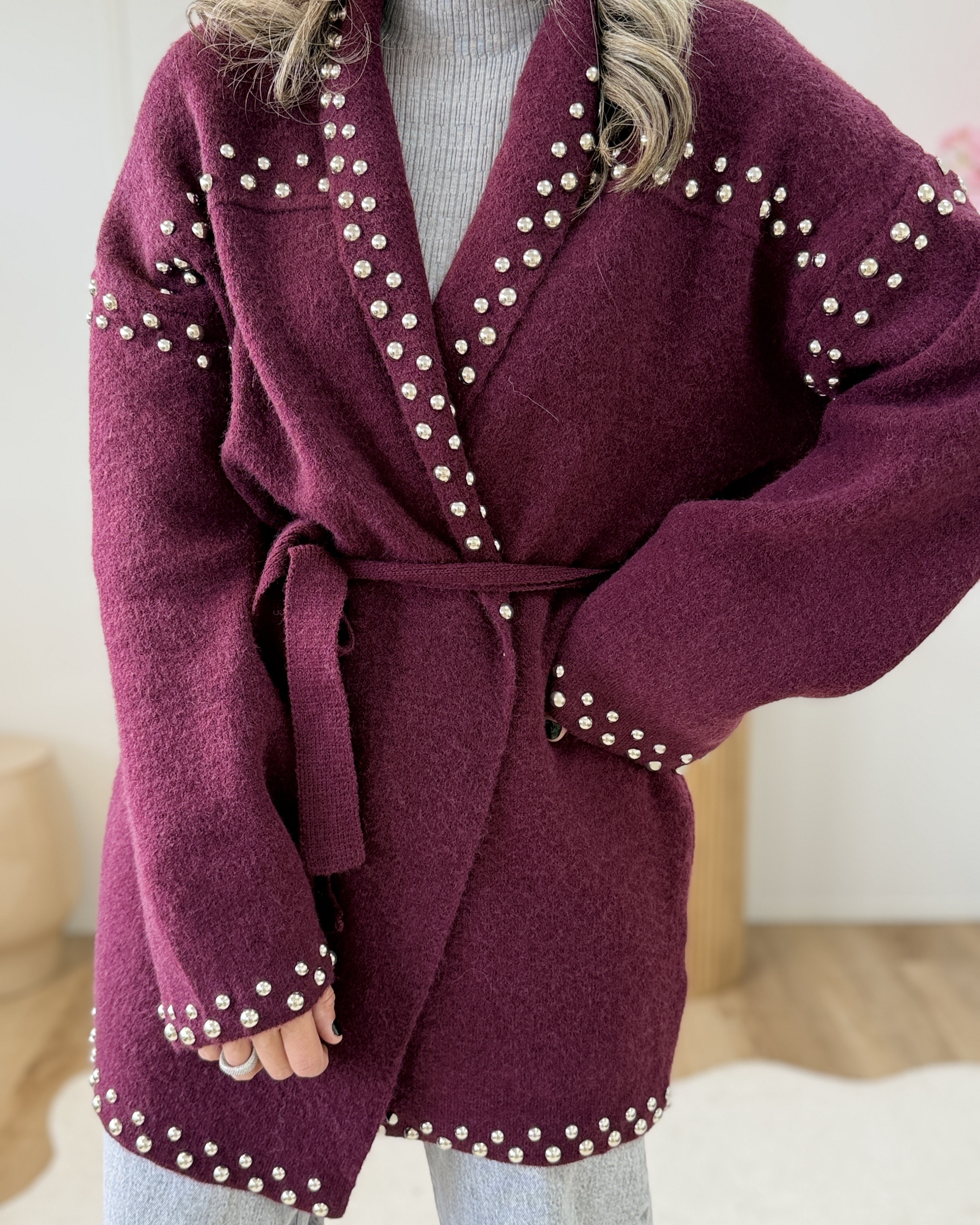 Gilet clouté bordeaux