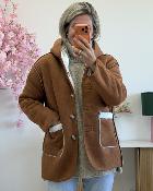 Manteau reversible blanc camel