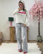 Sweat Amour gris fuschia