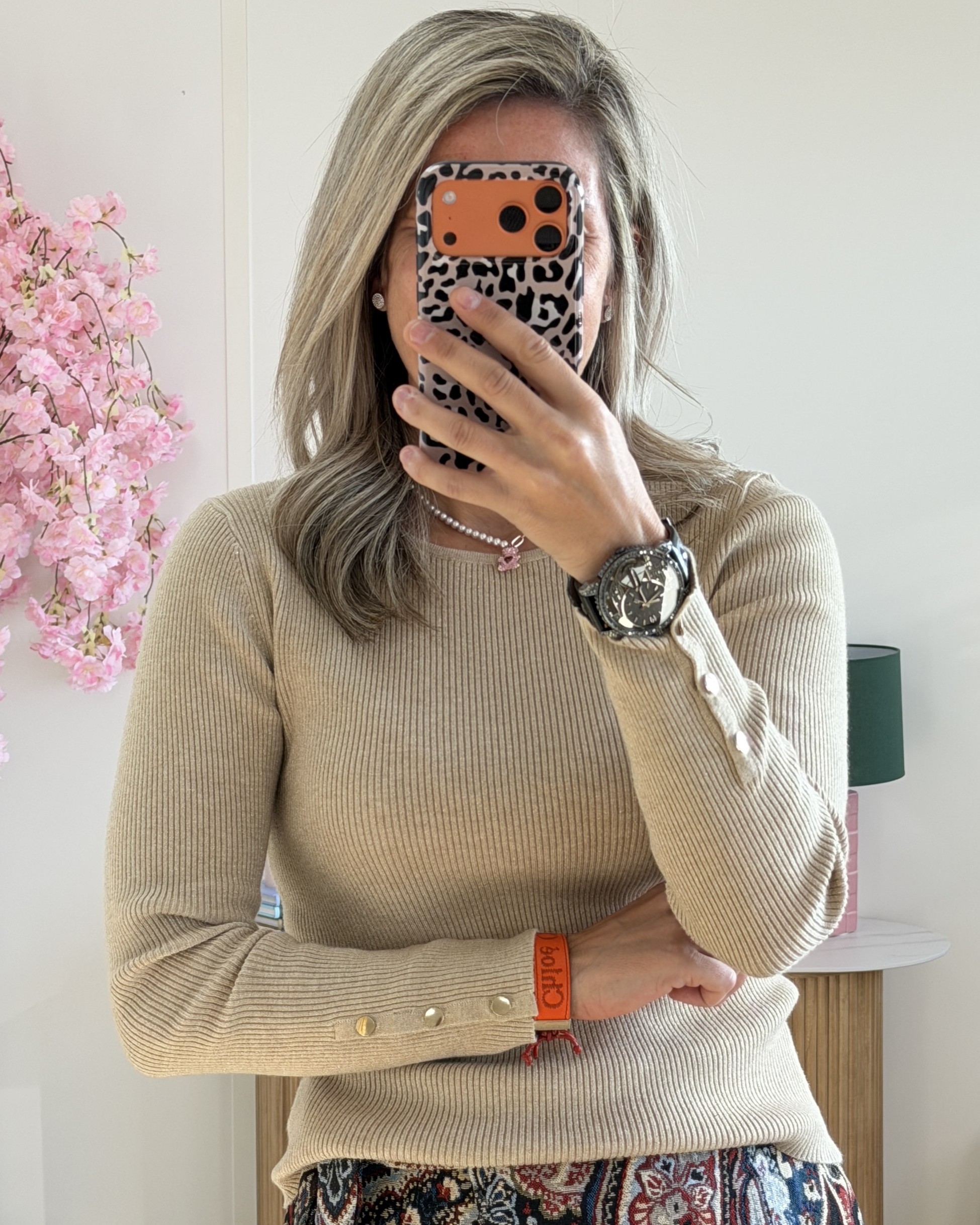 Pull irisé beige