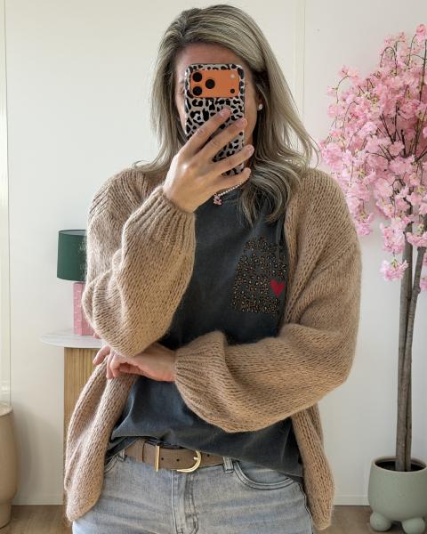 Gilet grosse maille camel