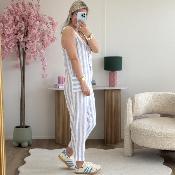 Combi gaze de coton bleu