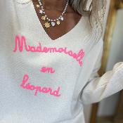 Pull mlle en leopard ecru