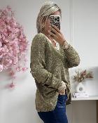 Pull Lurex kaki or