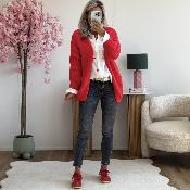 Gilet grosse maille rouge