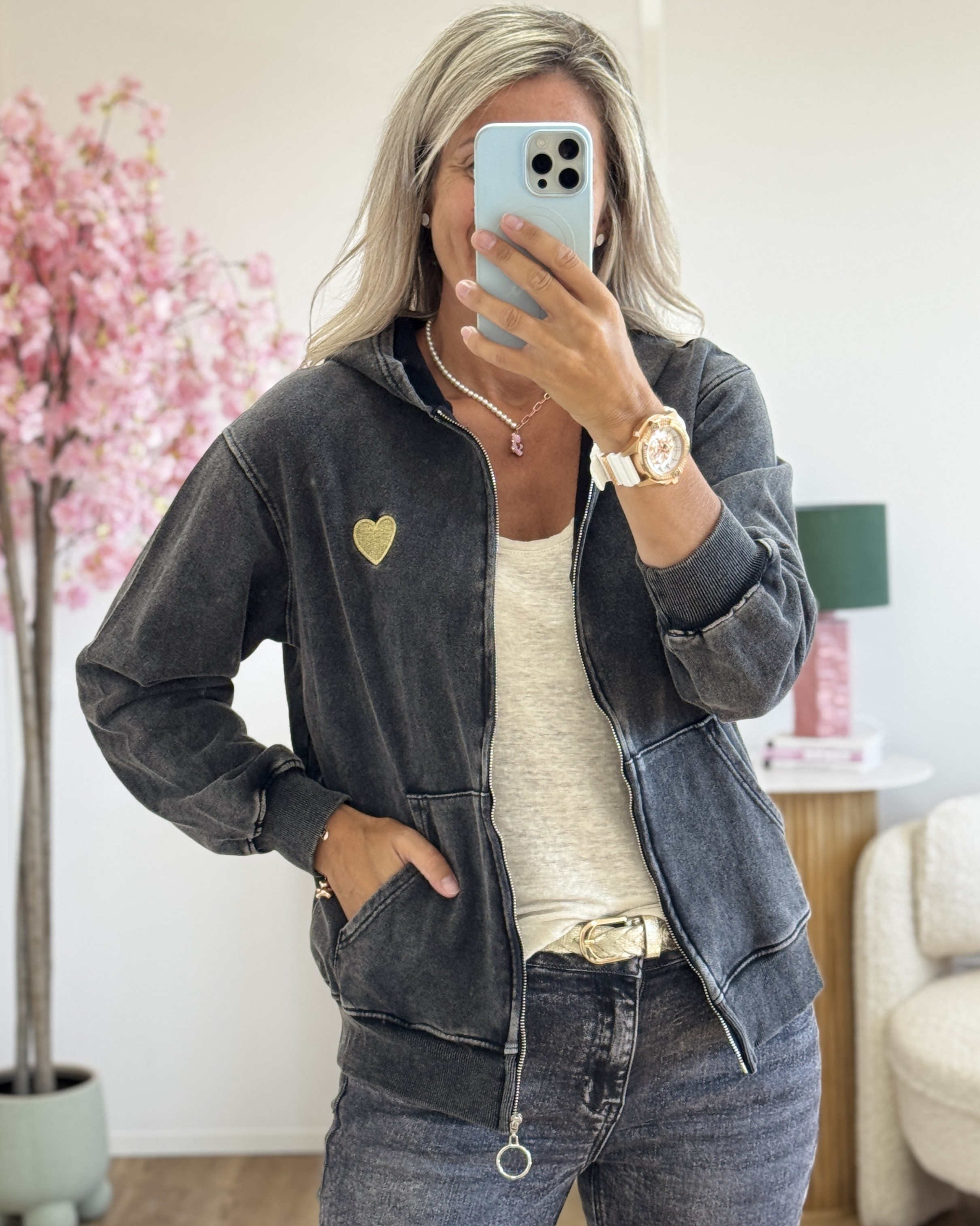 Gilet Sweat coeur doré
