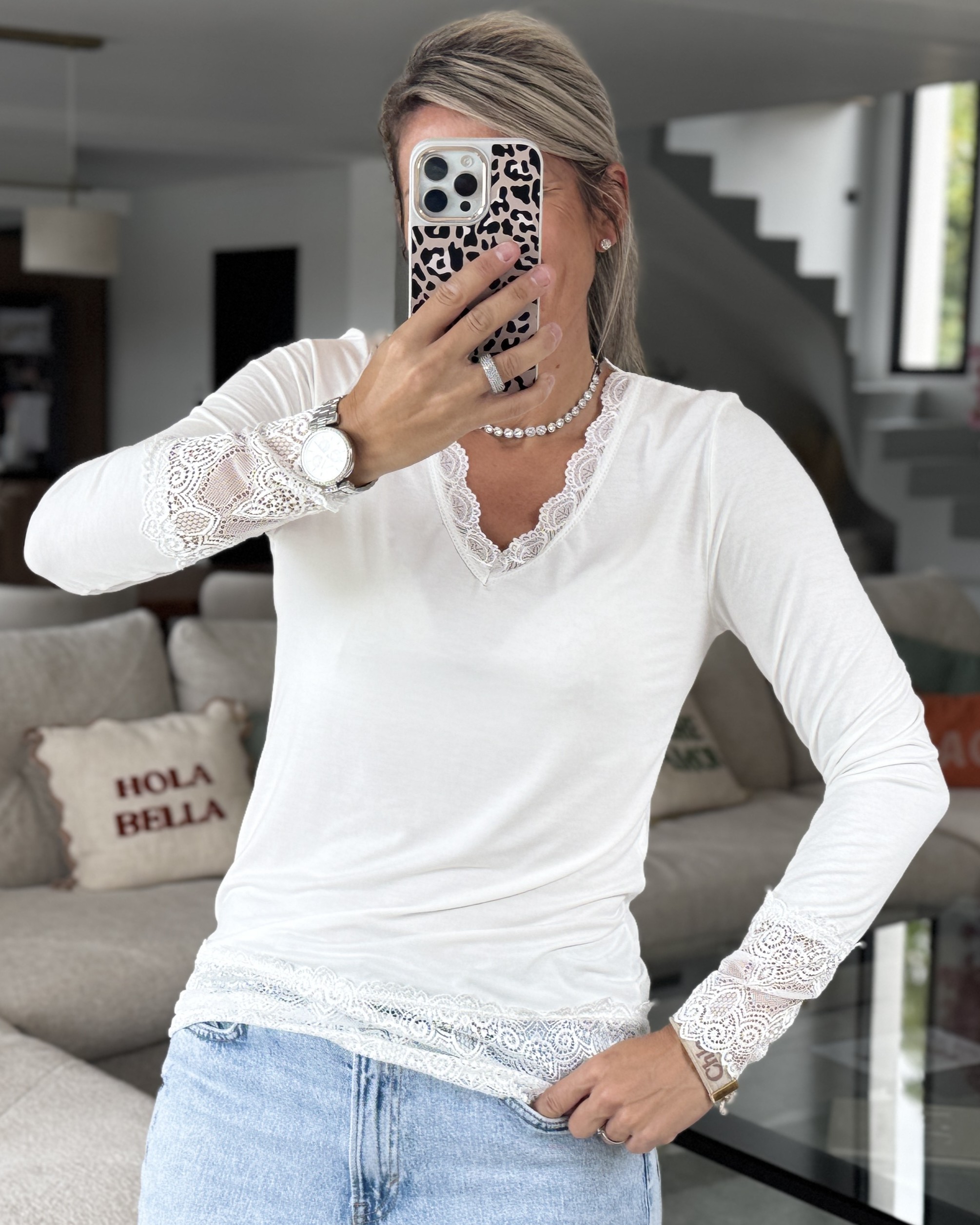 Sous pull dentelle blanc